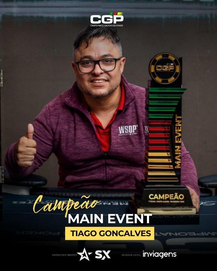 Arte oficial: Tiago Gonçalves, campeão do Main Event