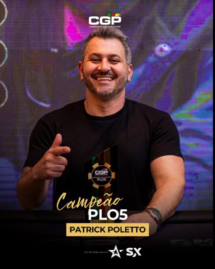 Arte oficial: Patrick Poletto, campeão do PLO5