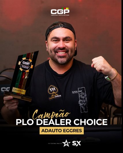 Arte oficial: Adauto Eggres, campeão do PLO Dealer Choice