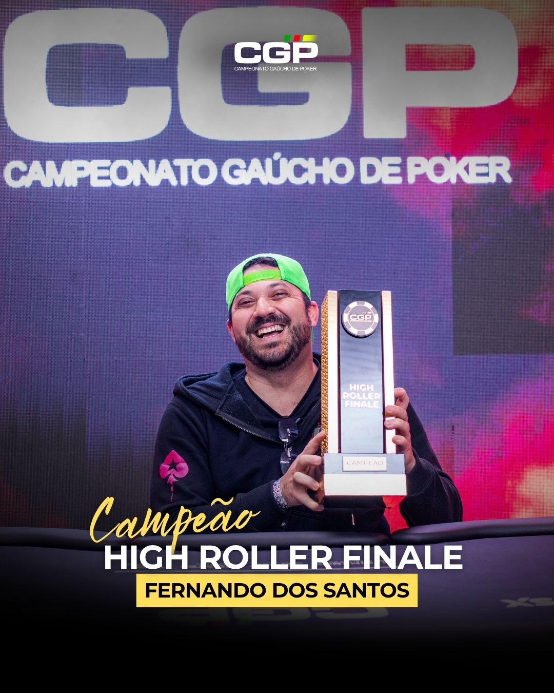 Arte oficial: Fernando dos Santos, campeão do High Roller Finale